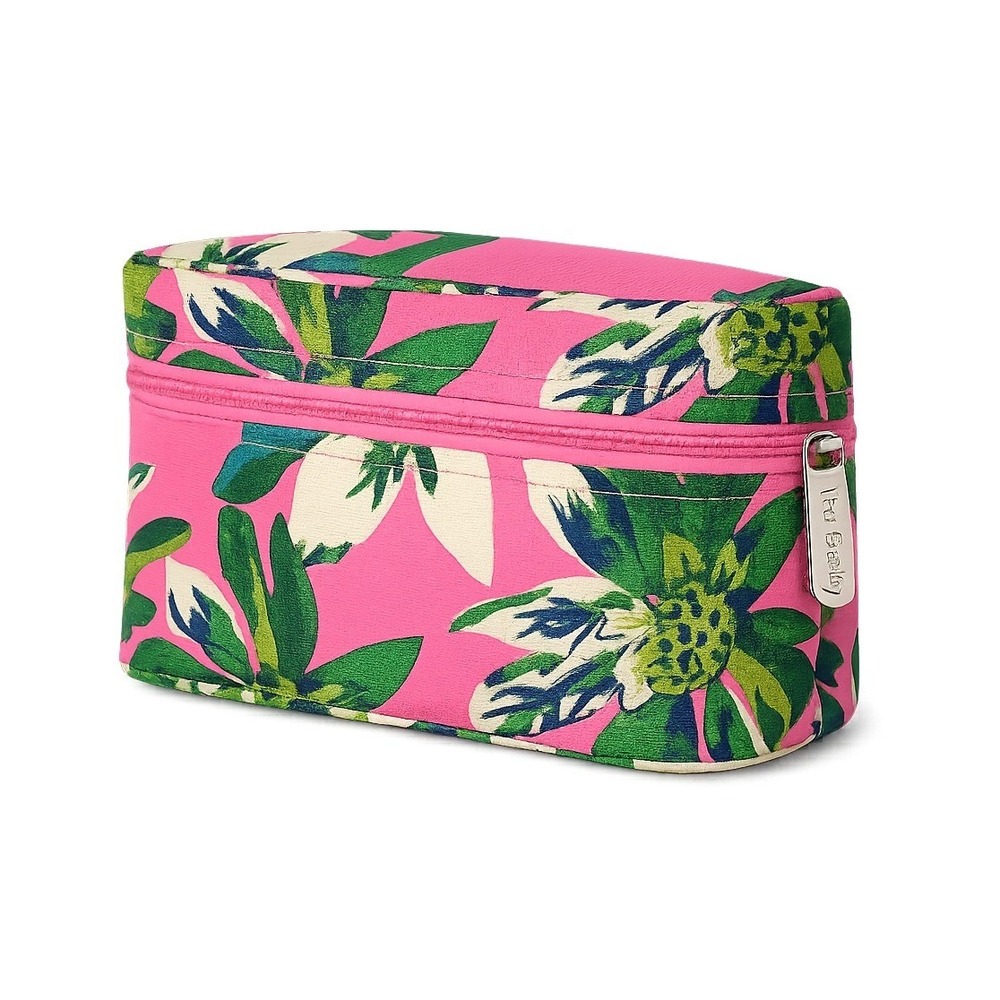 Vera Bradley Medium Cosmetic Bag Pink Tropical Floral Makeup Travel Pouch J26